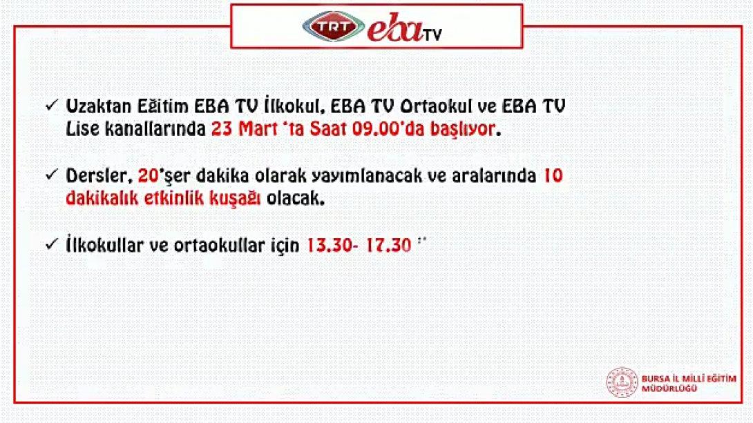 TRT EBA TV ile Uzaktan Eğitim 